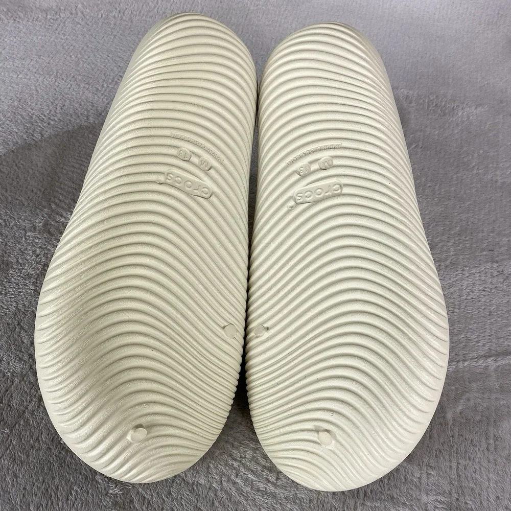 Crocs Mellow Recovery Slide Sandals Mens Size 13 Bone Ivory Cushion Water NEW